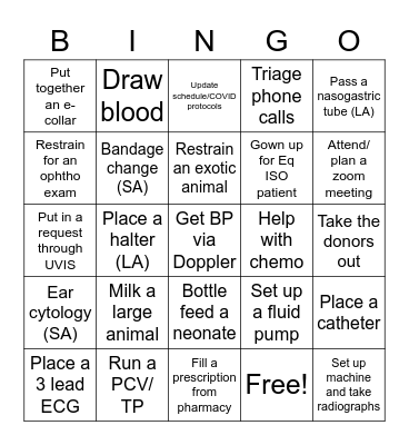 COVID PxDx Bingo Card