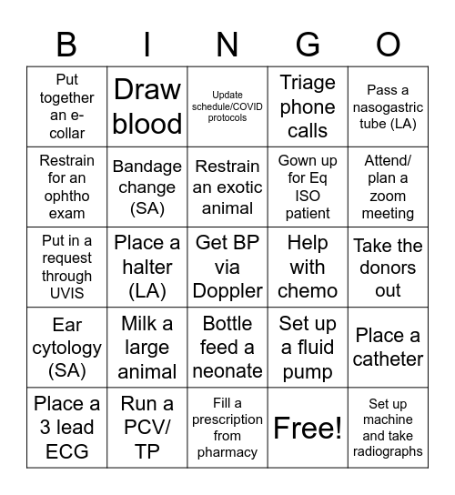 COVID PxDx Bingo Card