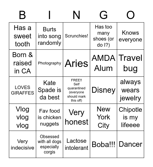 Tyra Bless Bingo Card