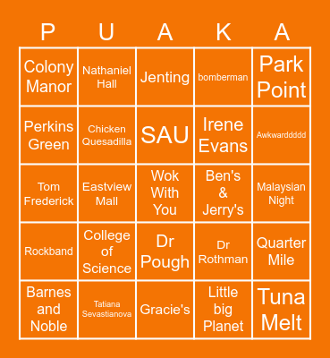 Malaysians in RIT Bingo Card