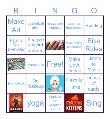 Tween Queens of Quarantine Bingo Card