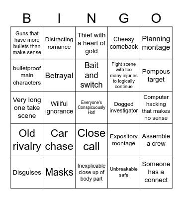 Heist/Action Movie Bingo Card
