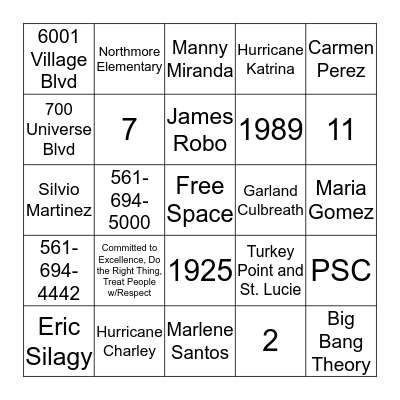 FPL Brain Teaser Jeopardy Bingo Card