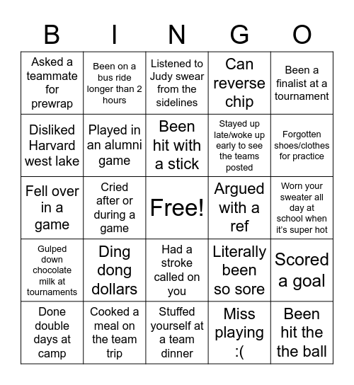 NHFH Bingo Card