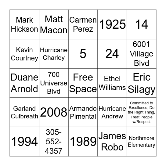 FPL Brain Teaser Jeopardy Bingo Card