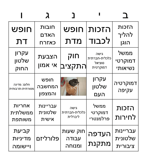 מושגים קיץ תשף Bingo Card