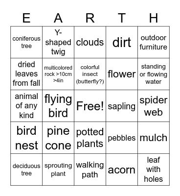 Nature Bingo 2020 Bingo Card