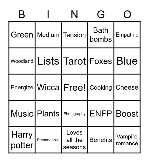 ME Bingo Card