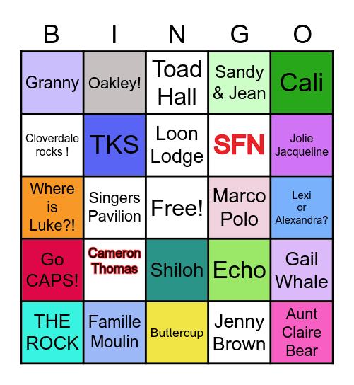 Singer - Ross - Scott - Moulin BINGO ! Bingo Card