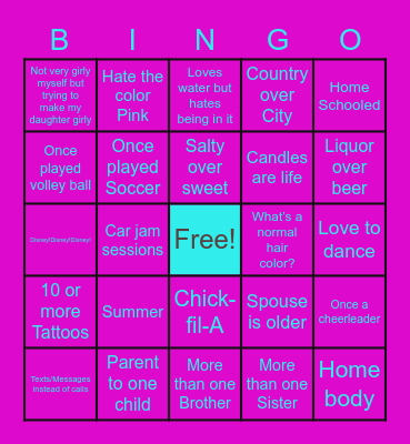 Madisyn’s Bingo!!! Bingo Card