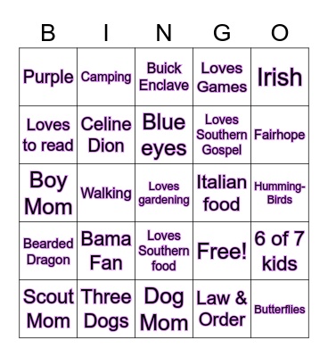 Gail Sullivan Bingo Card