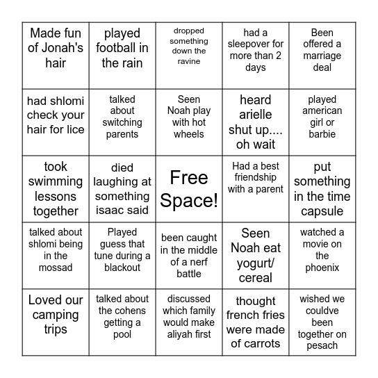 Coziel Bingo! Bingo Card