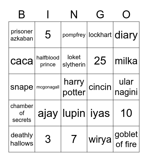 BINGO BERSAMA YARA Bingo Card