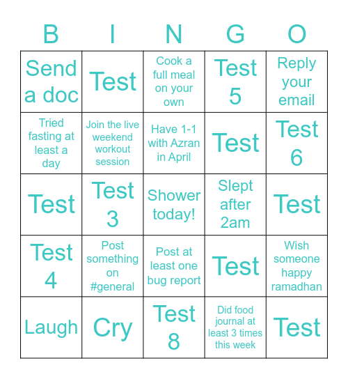 Naluri MCO Bingo Card