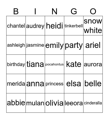 Leeora's party bingo Card
