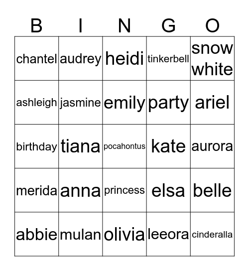 Leeora's party bingo Card