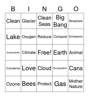 Earth Day Bingo Card