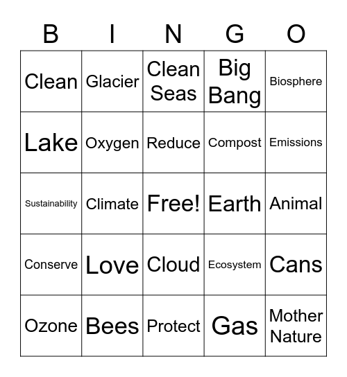 Earth Day Bingo Card