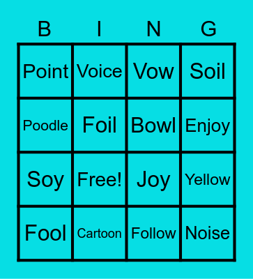 Diphthong Bingo Card