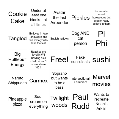 Alissa Bingo Card
