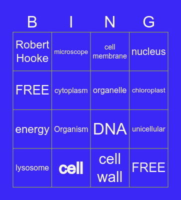 Animal / Plant Cells Bingo Card