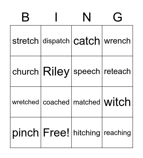Riley's Bing! Bingo Card