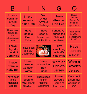 BMORE Bingo: Maryland Edition Bingo Card