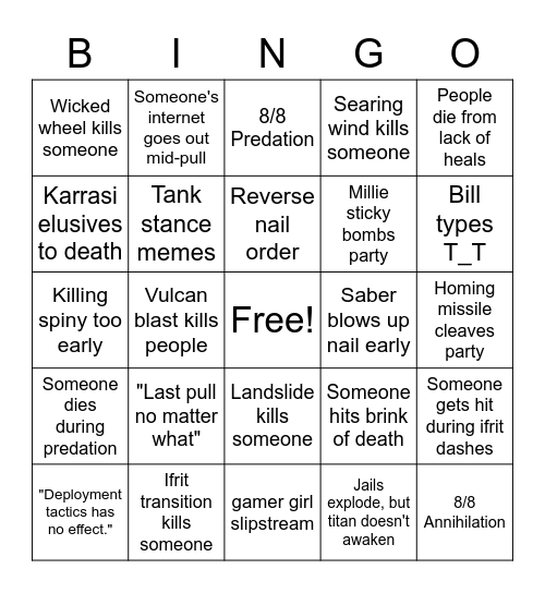 yes Bingo Card