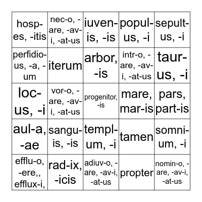 THE AENEID 3 Bingo Card
