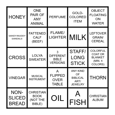 Christian Scavenger Hunt Bingo Card