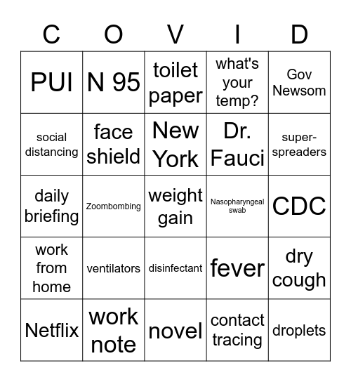 covid bingo Card