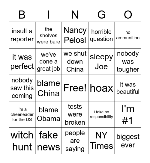 press briefing sayings Bingo Card