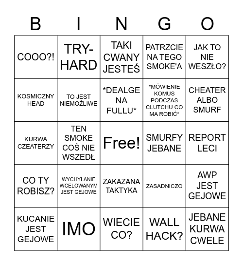 Saidowe Bingo (CSGO EDITION) Bingo Card