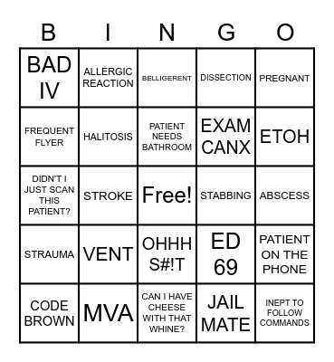 CT Bingo Card