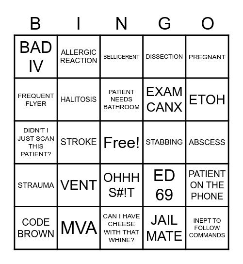 CT Bingo Card