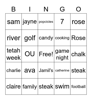 Cousin Quarentine Bingo! Bingo Card