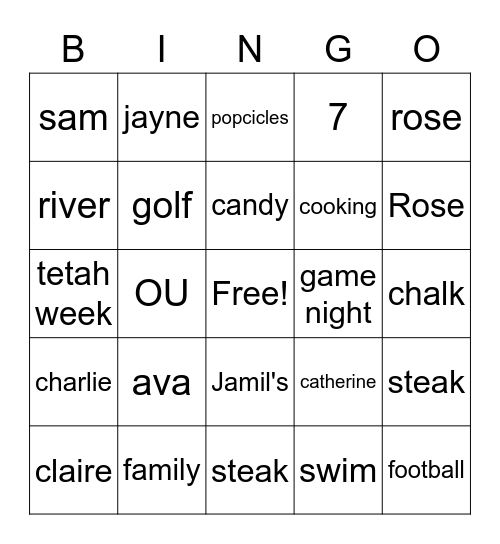 Cousin Quarentine Bingo! Bingo Card