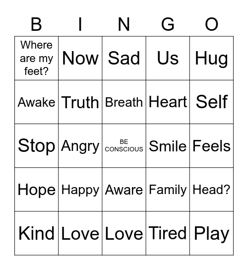 Principal #1 Be Conscious Bingo - Youth Bingo Card