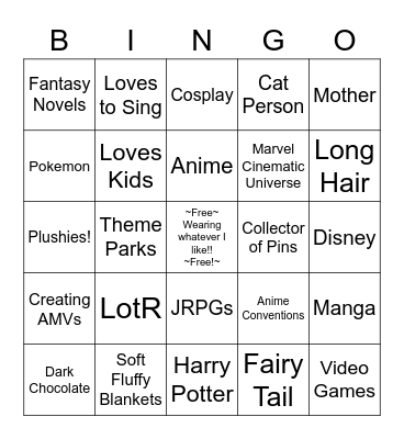 Melissa Bingo Card