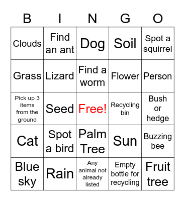 EARTH Bingo Card