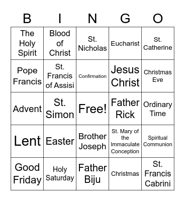 Youth Group Bingo! Bingo Card