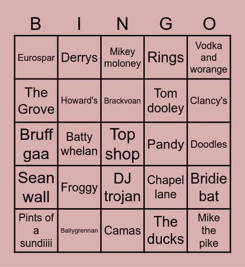 Bruff bingo Card