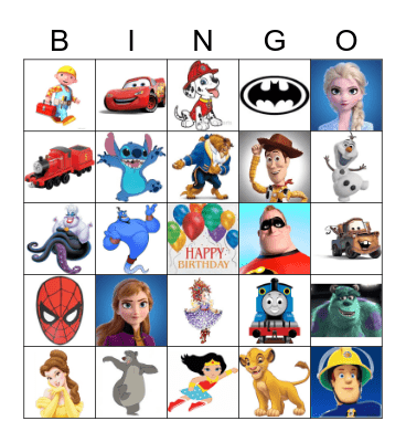 Jack's Birthday Bingo Card