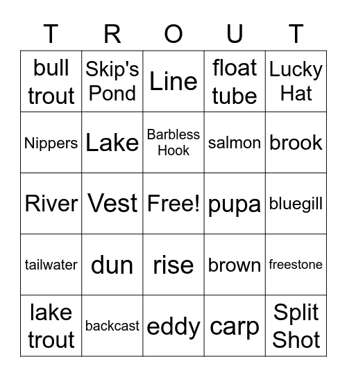 FLY FISHING TERM BINGO Card