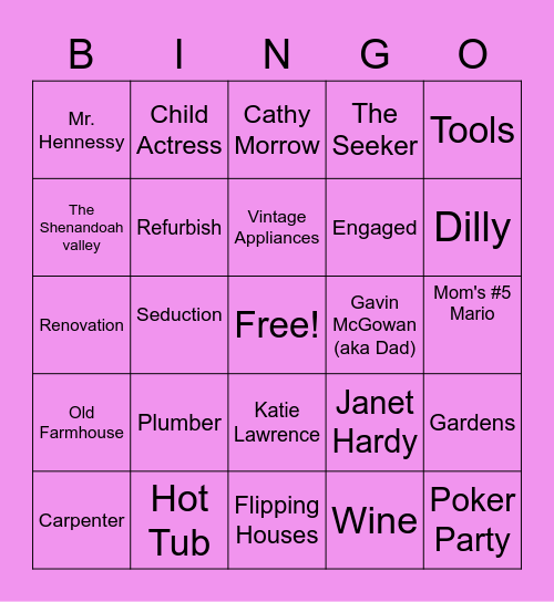 Tribute Bingo Card