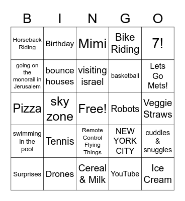Ari's Birthday Bingo! Bingo Card