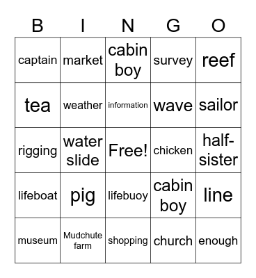 Vocabulary Unit 4 GL1 Bingo Card