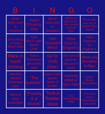 VHS C/O 2020 BINGO Card
