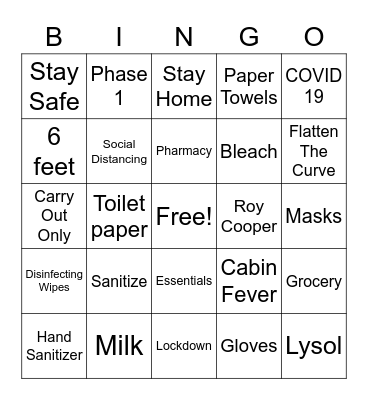 Stay at Home Bingo Card