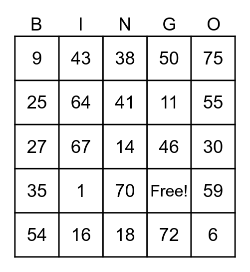 Arlene card 2 Bingo Card